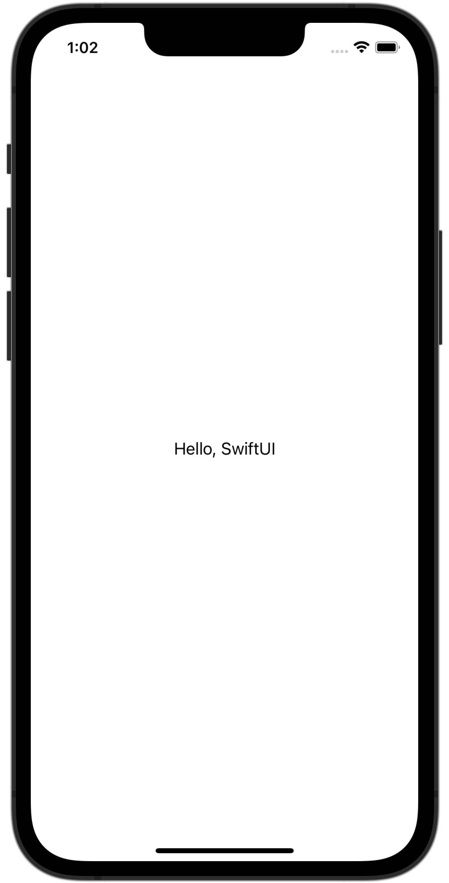 Plain text saying Hello SwiftUI