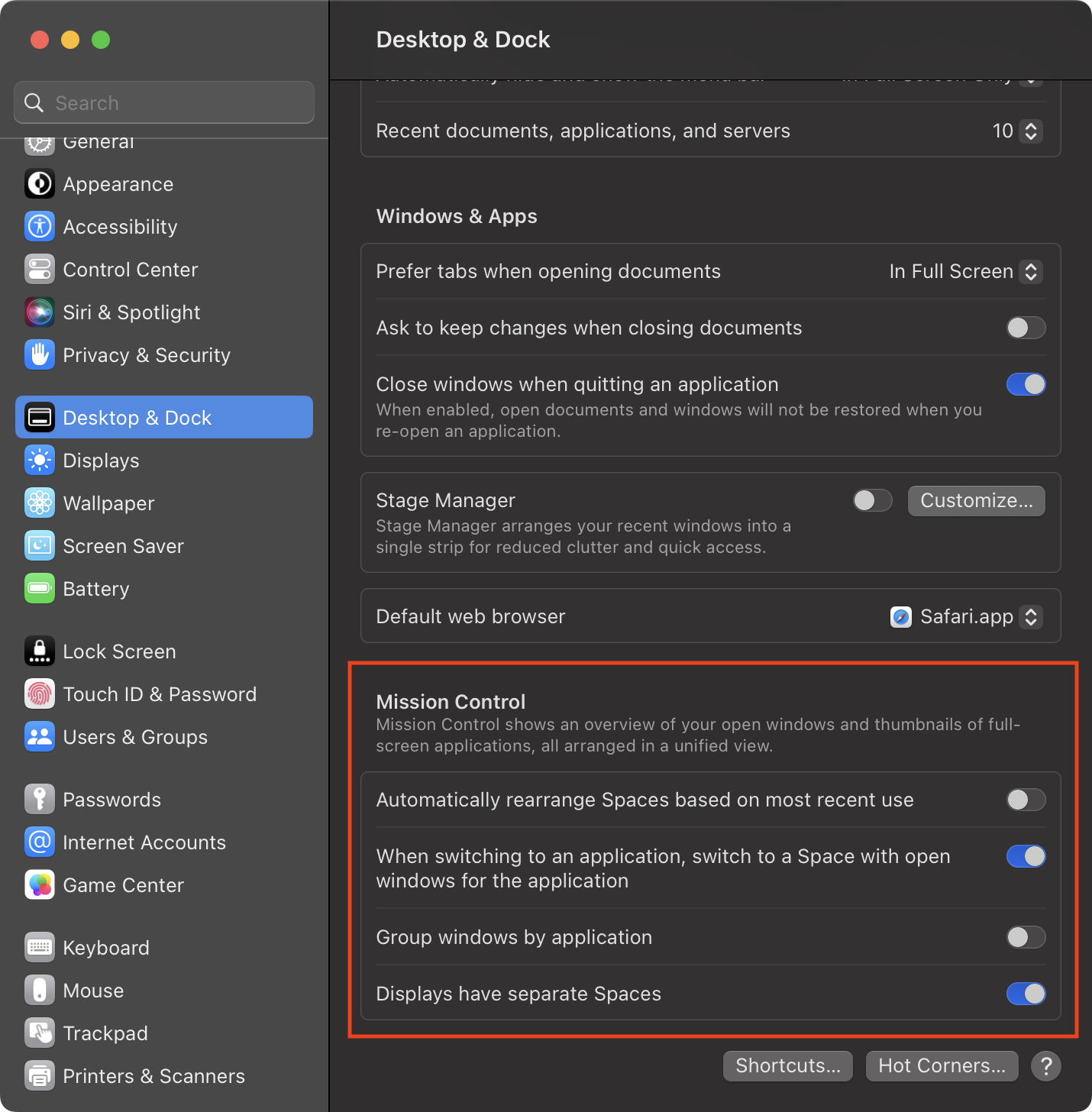 Mission Control 체크 리스트